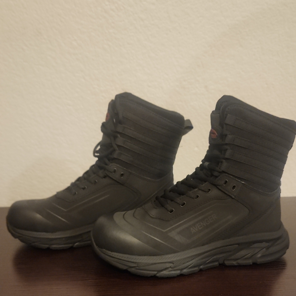 Avenger Black and Red Work Boots